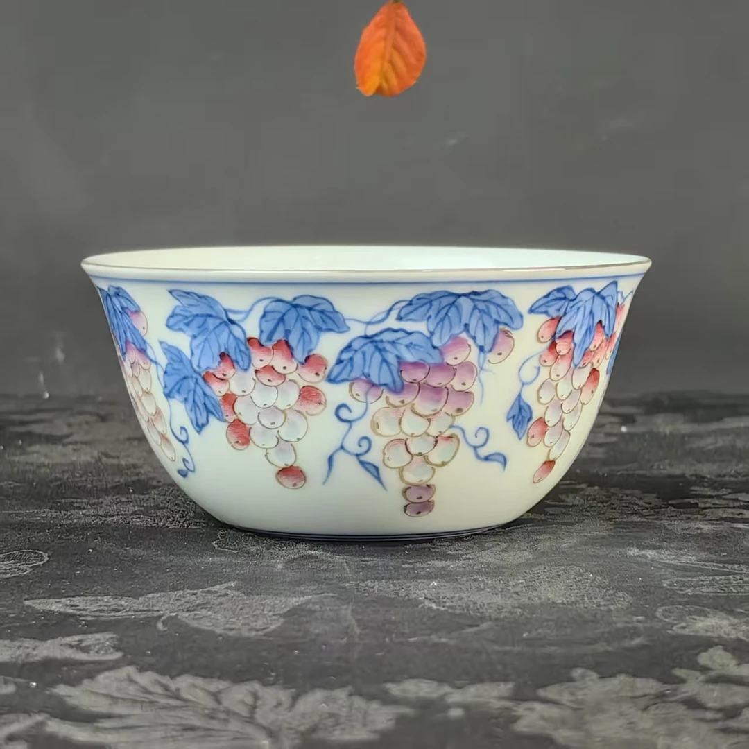 玲珑集粉彩葡萄鎏银杯茶杯LL370