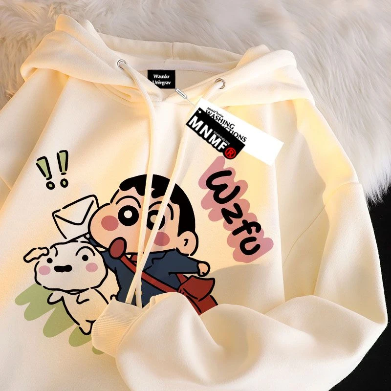 男女童秋冬季新款卡通蜡笔小新印花连帽卫衣中大童宽松百搭上衣潮