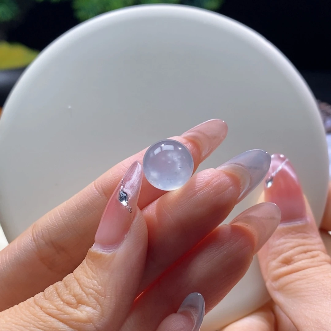 喵***咪颈饰未镶嵌翡翠翡翠高冰雪花棉圆珠12.4mm