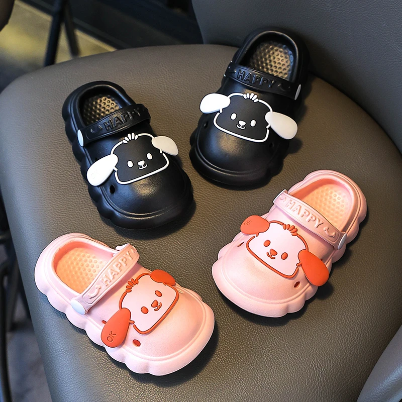 EVA可爱卡通学步鞋小狗室外洞洞鞋男童女童软底儿童包头鞋