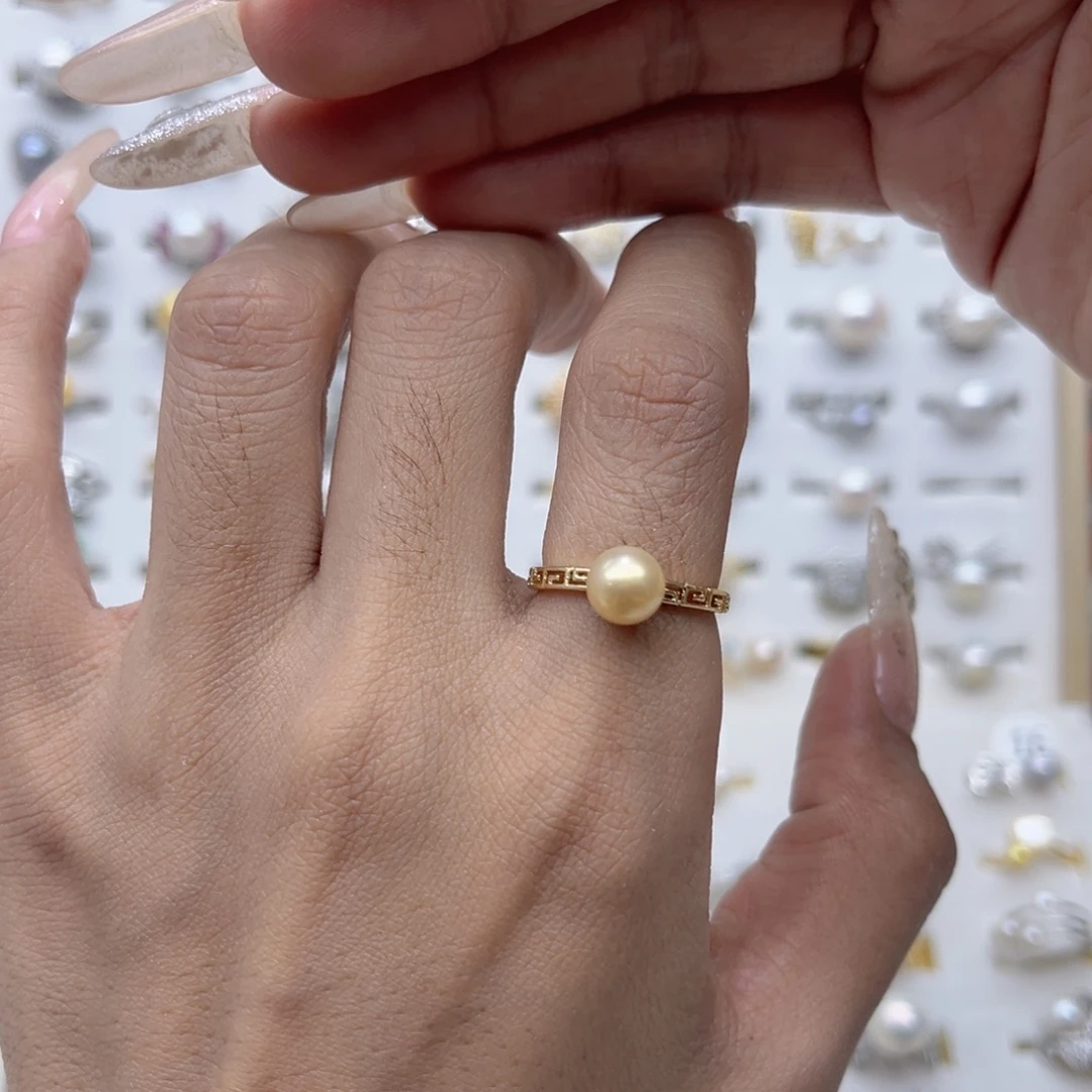 *****淡水珍珠戒指合金
