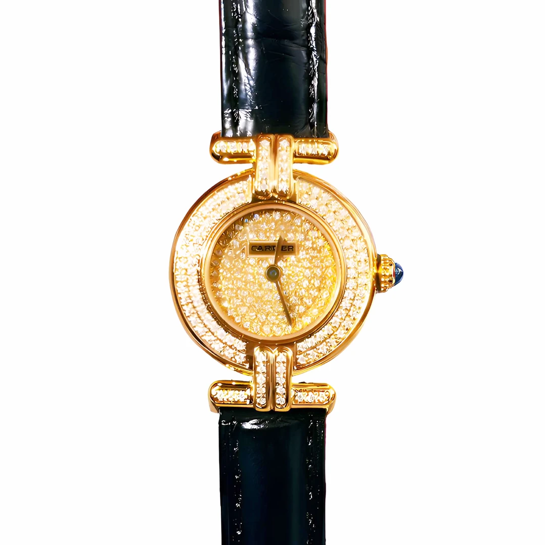 99新 Cartier/卡地亚 金旋风满天星皮带后盘后钻石英24hz