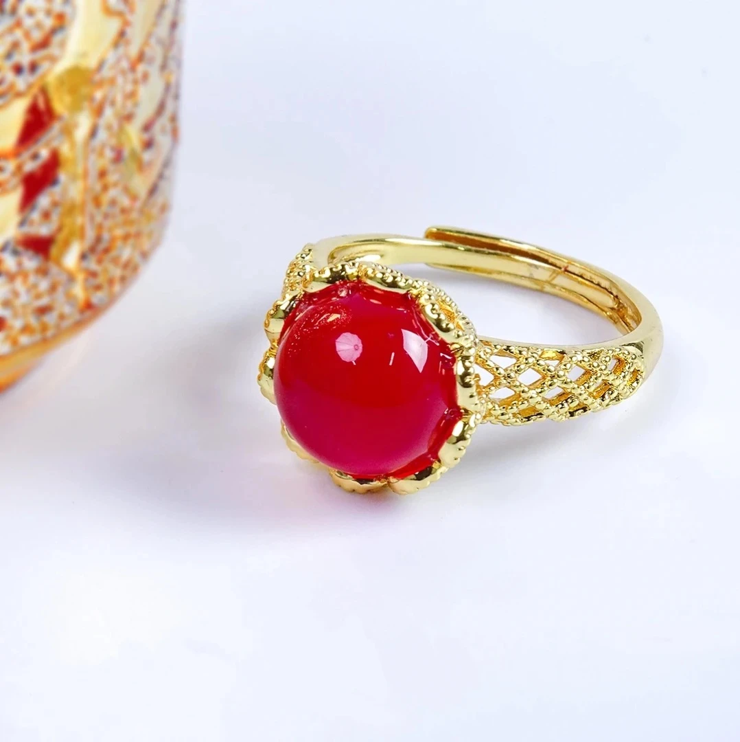 【姜总福利】天然雪域红景天时尚百搭活口戒指