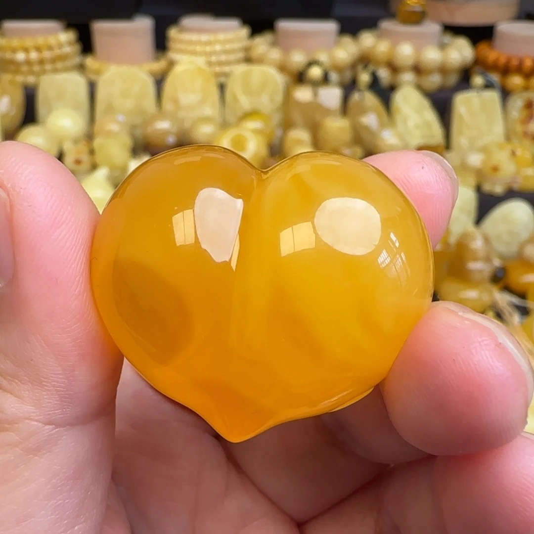 琥珀未镶嵌吊坠(不含链)天然焦皮料蜜蜡屁桃爱心吊坠
