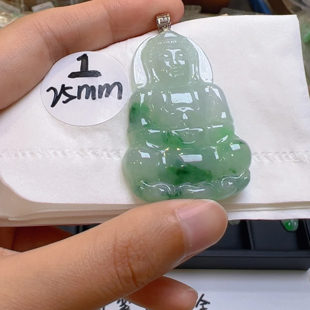 吊坠(不含链)18K金镶嵌翡翠