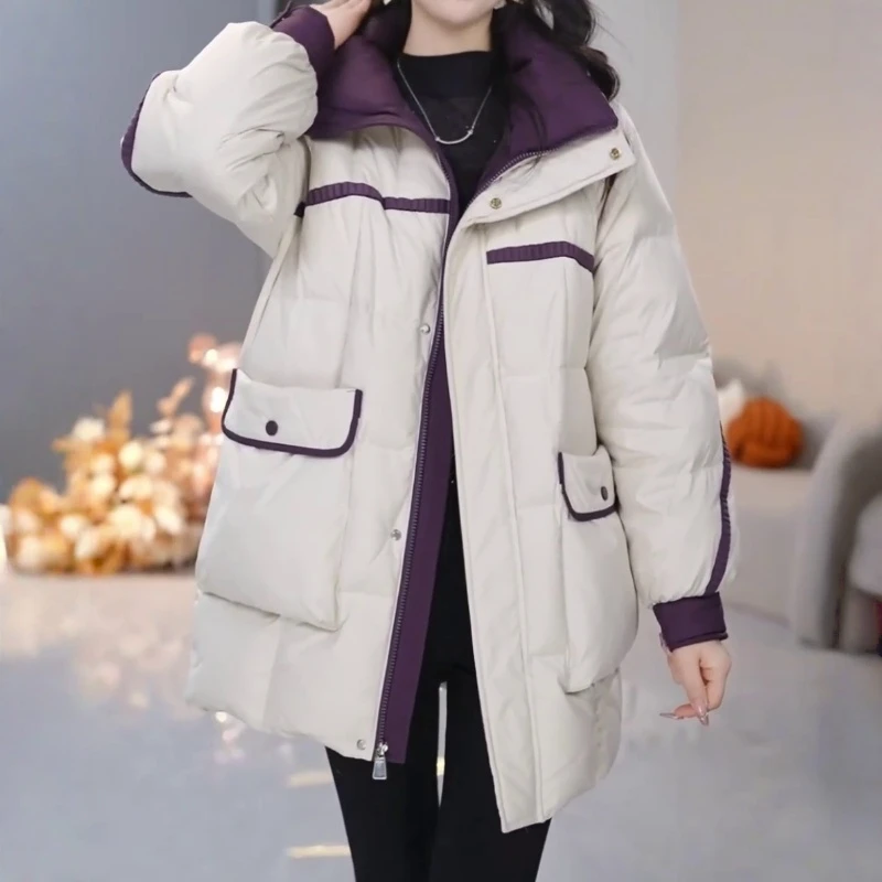 慵懒松驰感休闲立领棉服2025秋冬新款设计感简约通勤显瘦保暖外套