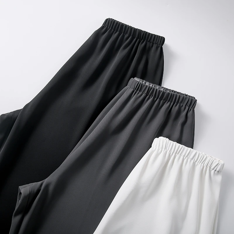 夏季薄款（降温凉爽）窄版直筒裤高腰宽松显瘦弹力休闲裤外穿拖地裤