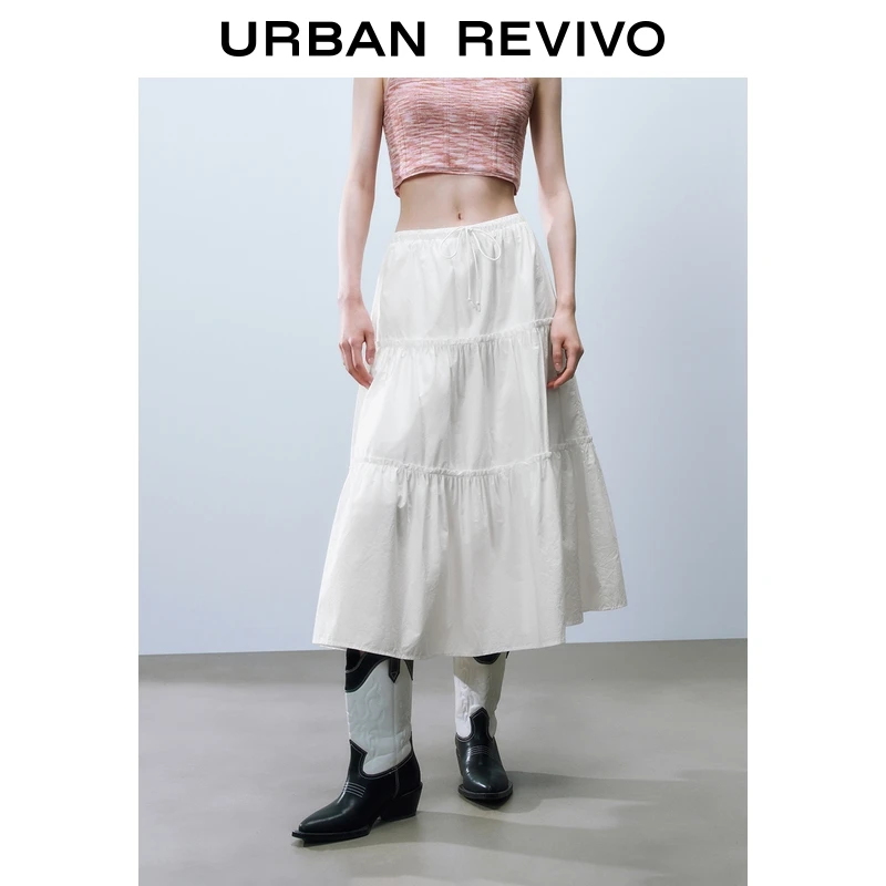 UR2025秋季新款女装时尚休闲甜美蝴蝶结系带半裙UYY550026