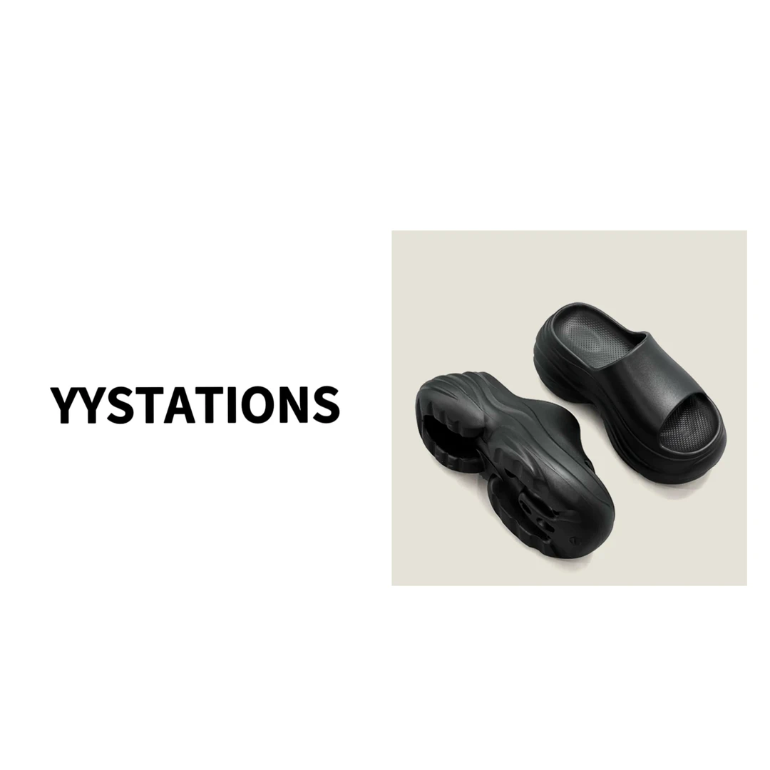 YYSTATIONS 夏日厚底7cm矮子乐一字拖鞋沙滩凉拖外穿防滑
