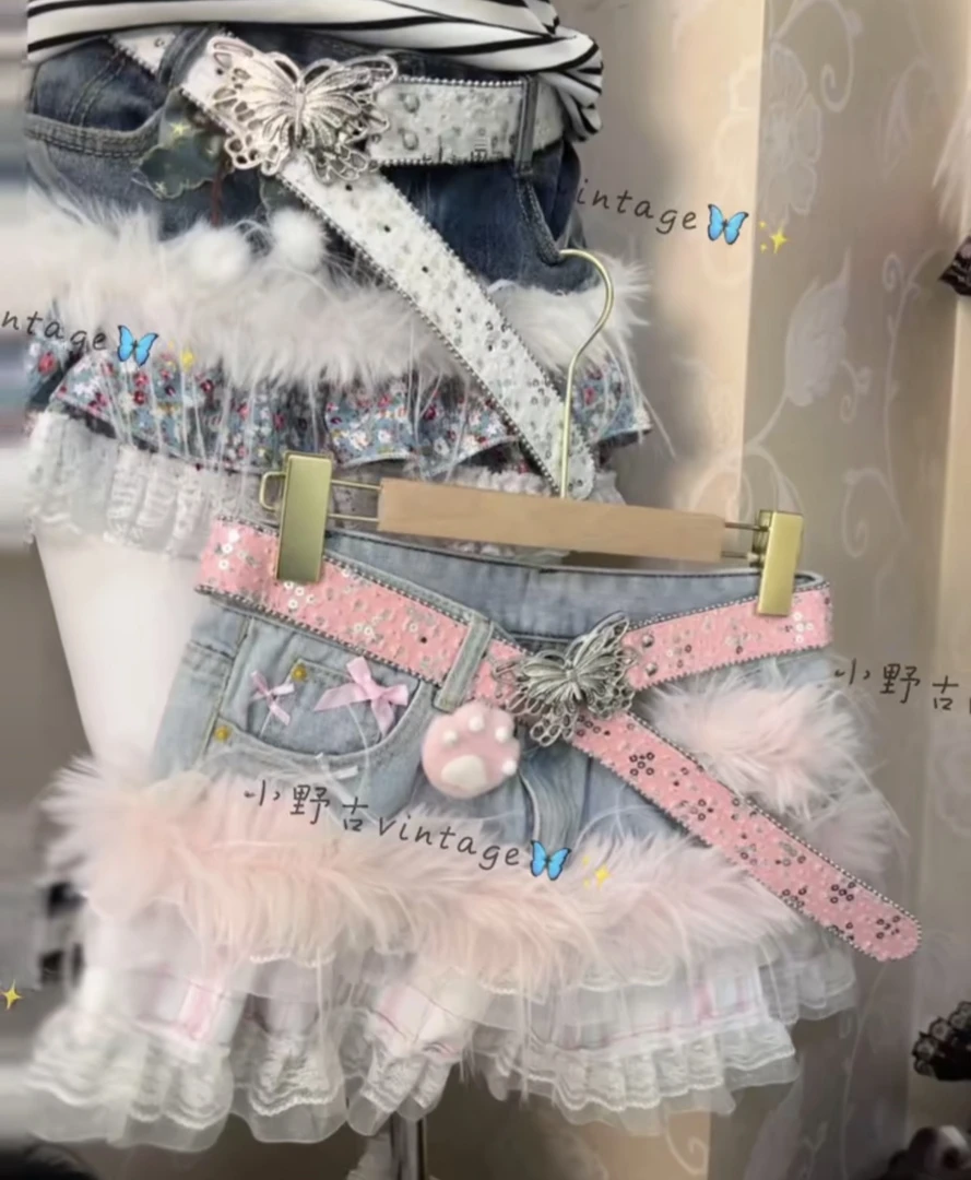 【小野的店】直播间过款y2k涉谷辣妹古着拼接牛仔裙亚文化vintage