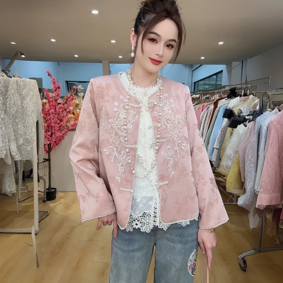 七七专属-常规款复古气质新中式春季短外套绣花开衫外套85085