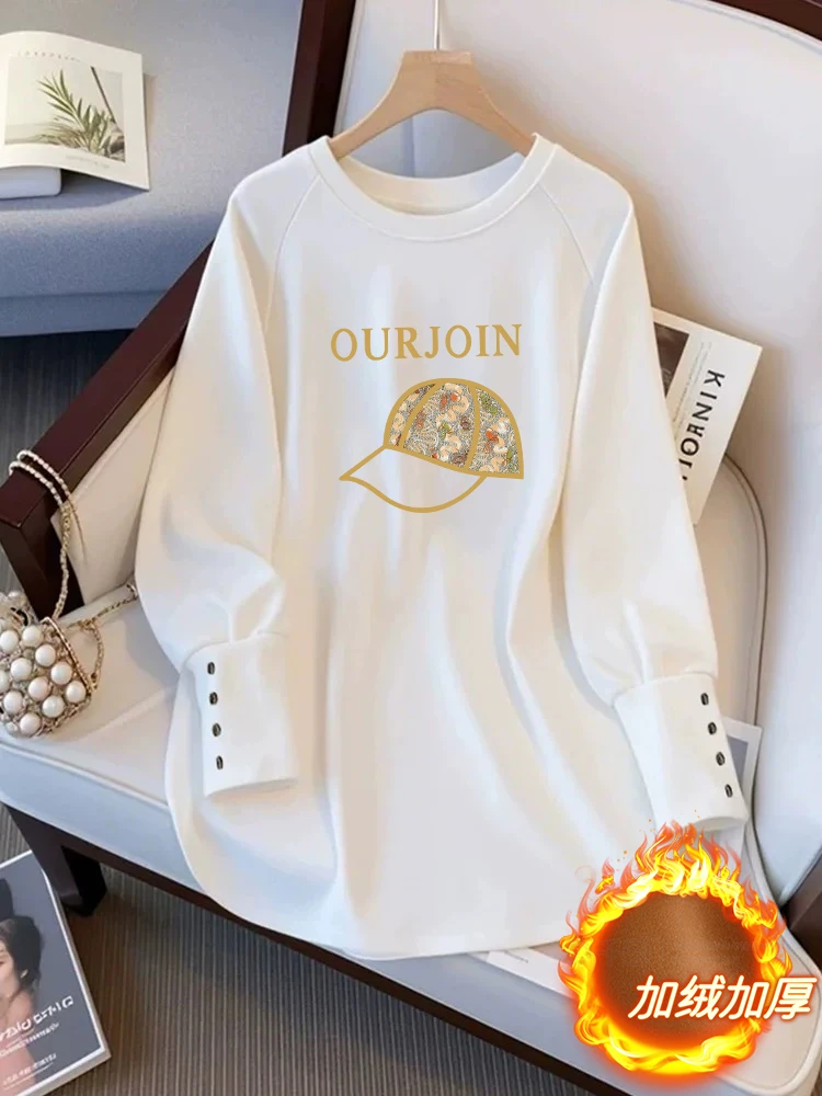 欧货白色内搭打底衫女新款秋冬遮屁股德绒保暖长袖t恤上衣可外穿