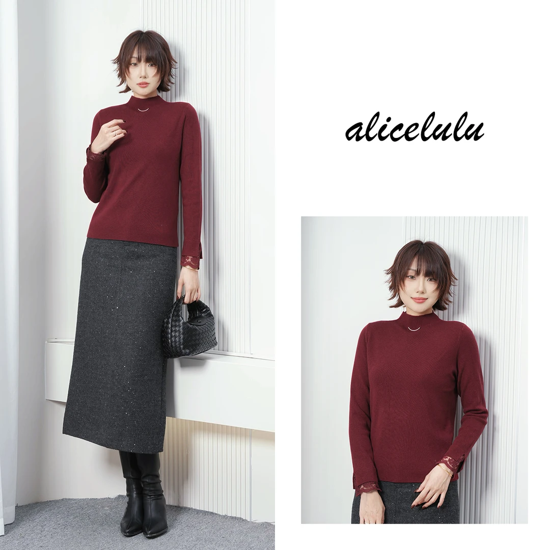 alicelulu 柔情绮梦.圆领针织衫 法式蕾丝彰显个性S2145685U