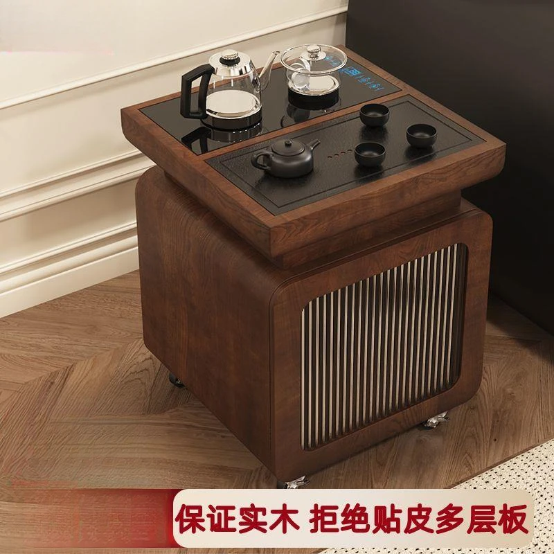 可移动阳台实木小茶台茶桌新中式家用茶水边柜客厅沙发茶几边几