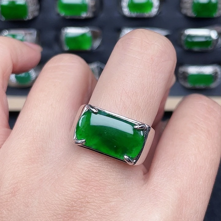 翡翠戒指银S925镶嵌亏米漏1759没运费险