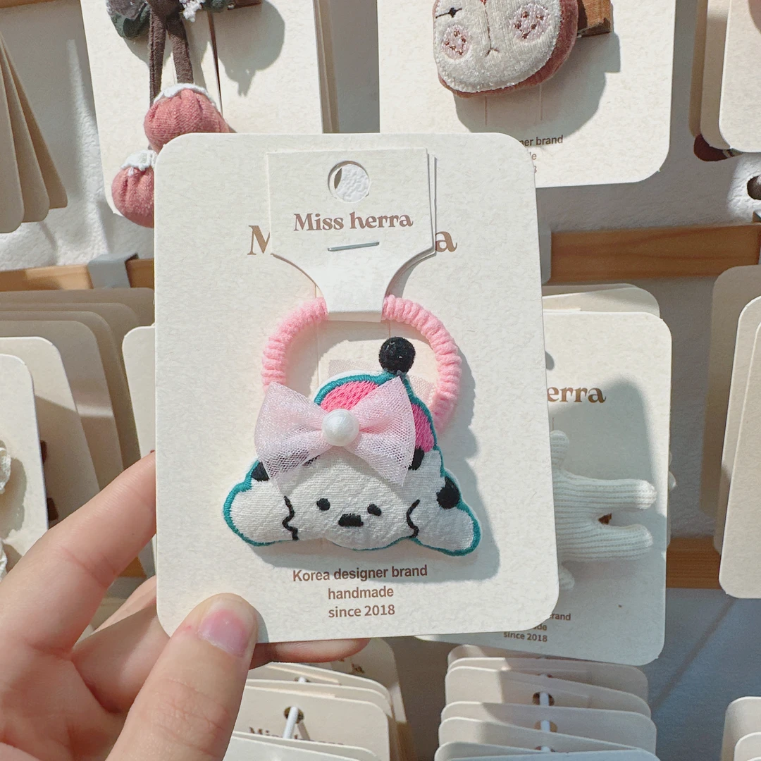 c2758-H粉帽子狗发圈【满15包邮发货】可爱仙女儿童发饰