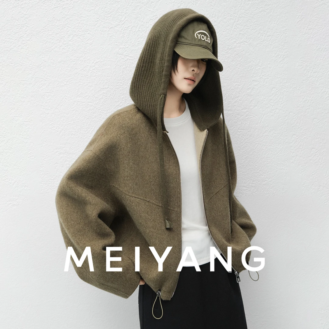 美洋MEIYANG 抹茶毛呢外套【暖系流光】可拆卸连帽双面呢外套-周四