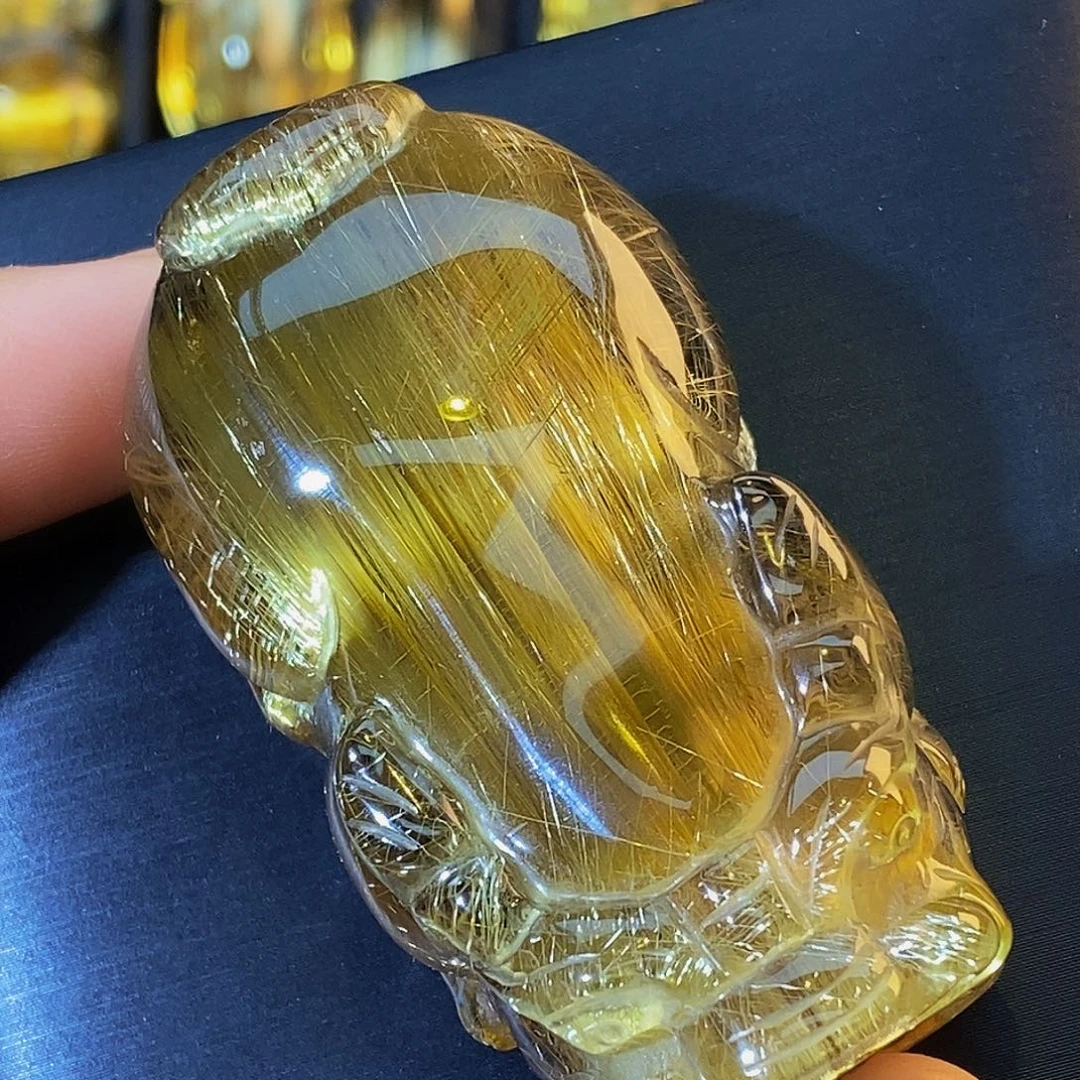 颈饰水晶未镶嵌天然全顺钛晶貔貅手把件摆件