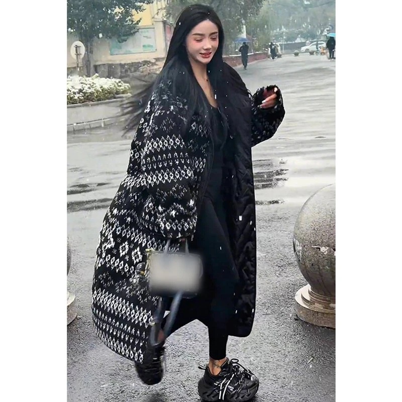 洋气美式减龄炸街长款小众外套欧货2025冬季新款时尚单排扣开衫女