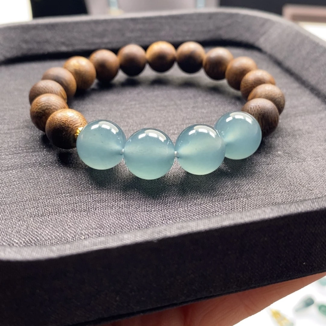 翡翠未镶嵌手链卡12.5圆珠手串