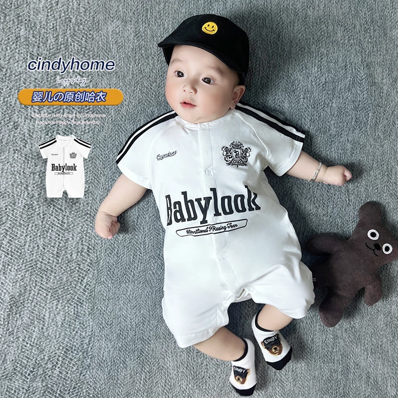 2025新款婴幼儿连体衣夏季短袖薄款爬爬服新生儿衣服潮