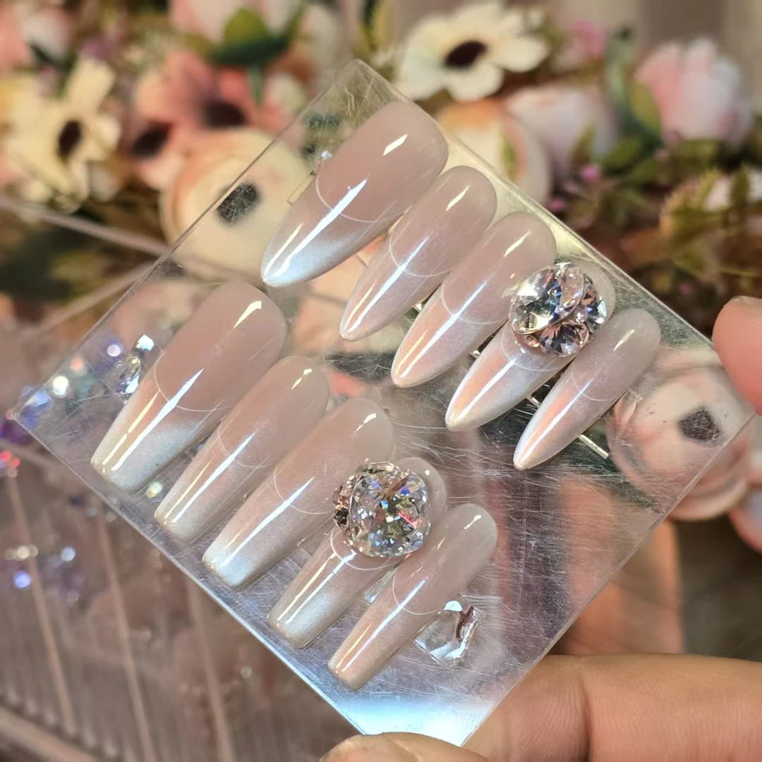 夜明珠丶001月光(施华洛)进口丶全华丶纯手工穿戴甲