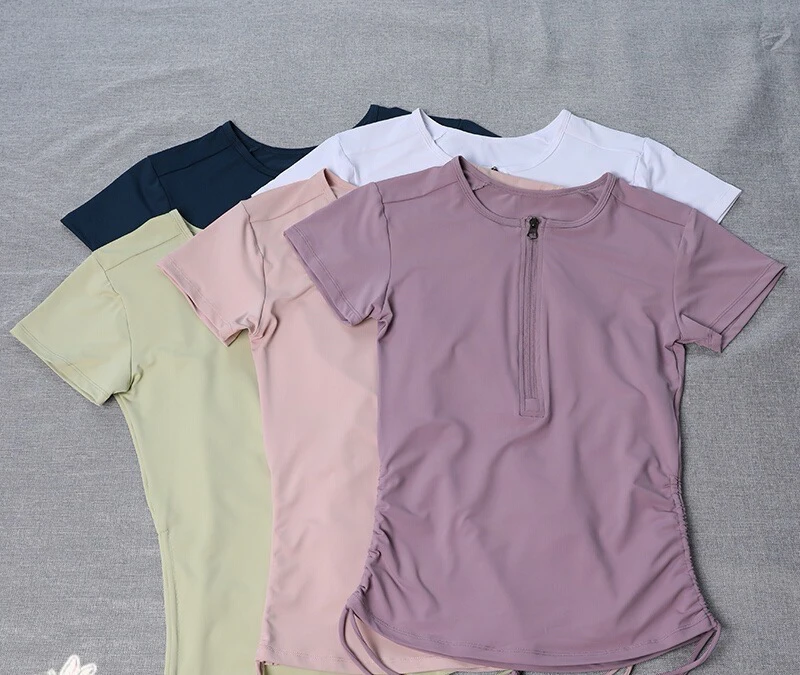 8012夏季清凉必备亲肤时尚半拉链透气修身健身服