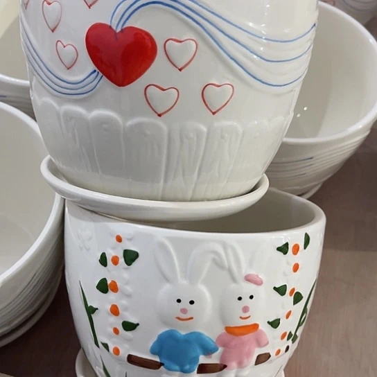 多肉绿植陶瓷花盆9.9包邮，有孔