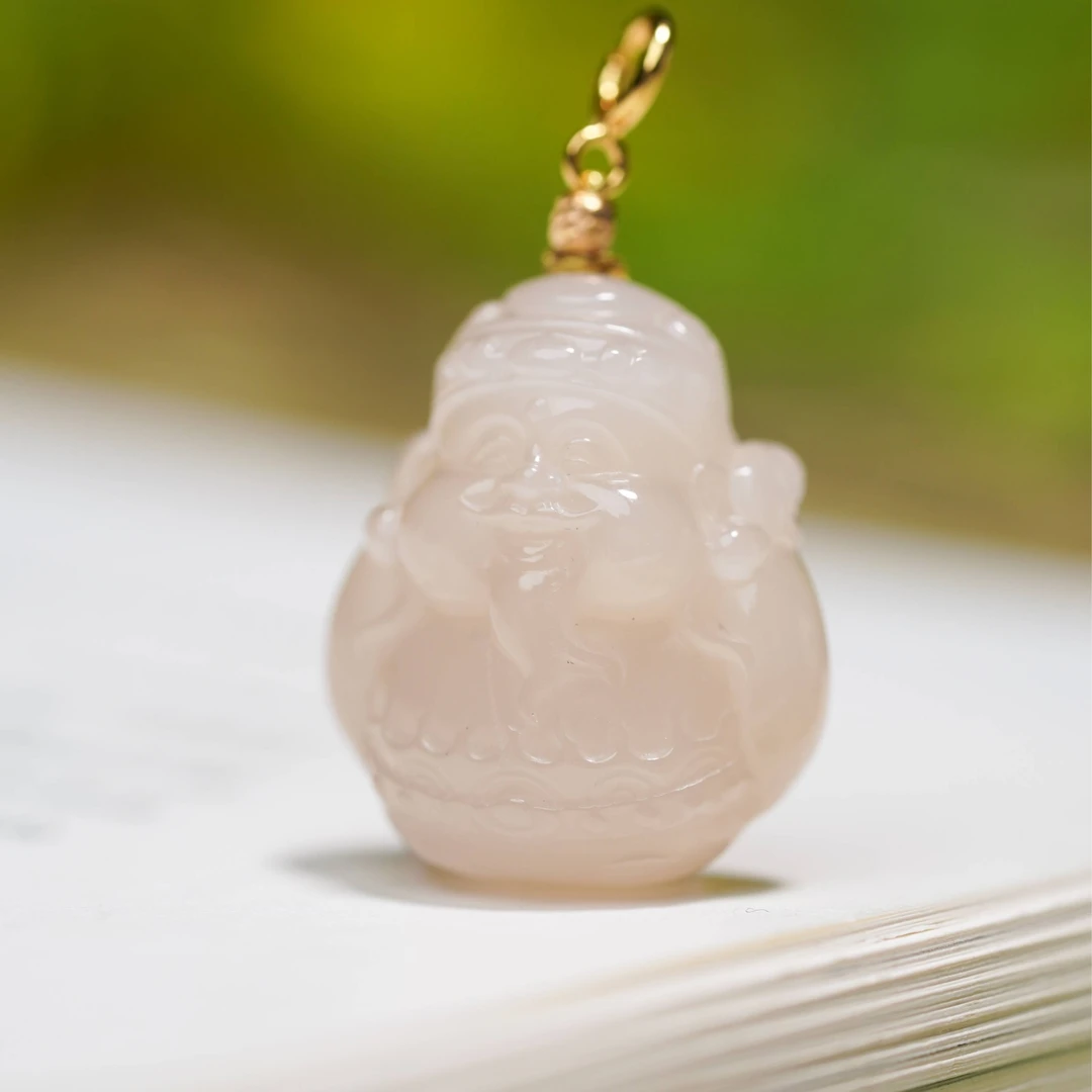 【小涵专属】S925和田玉藕粉财神吊坠（万能扣头） 多样性发一