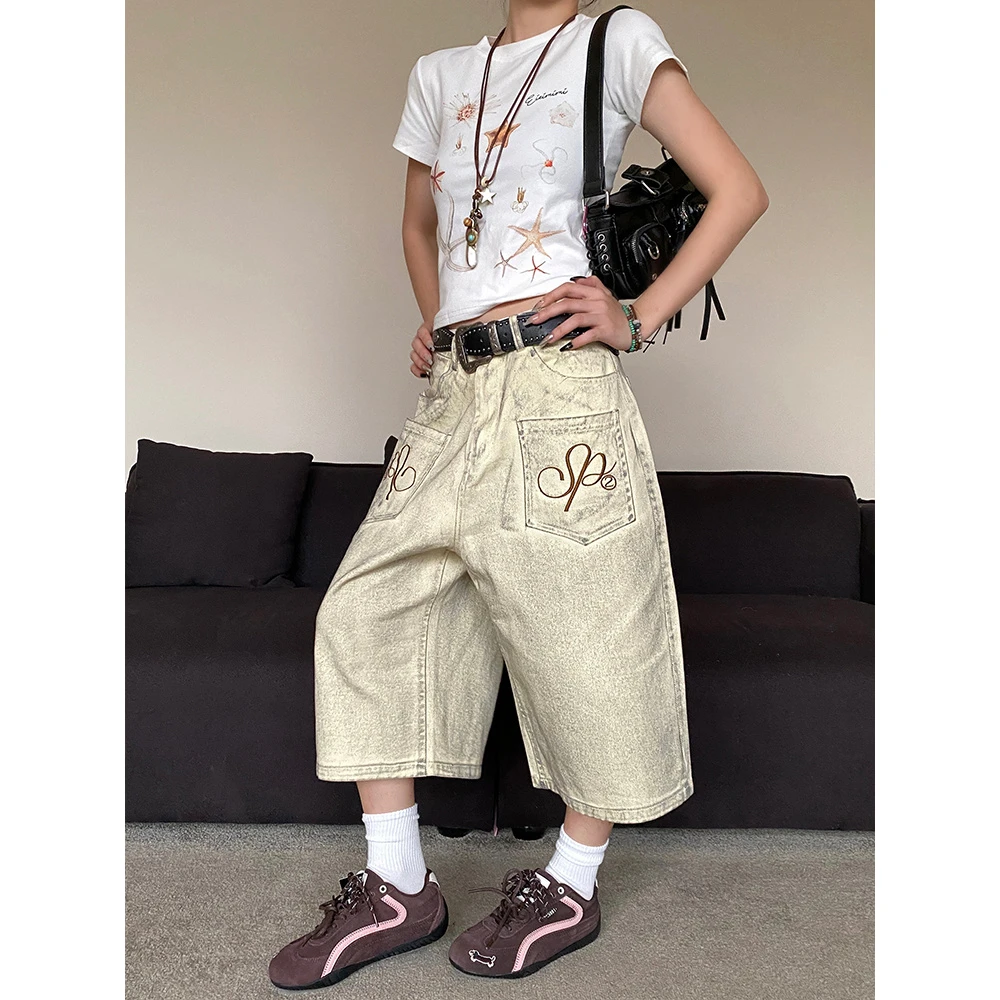 NOWANDHERE反穿dirtyfit脏脏牛仔裤男女宽松水洗做旧擦色直筒短裤