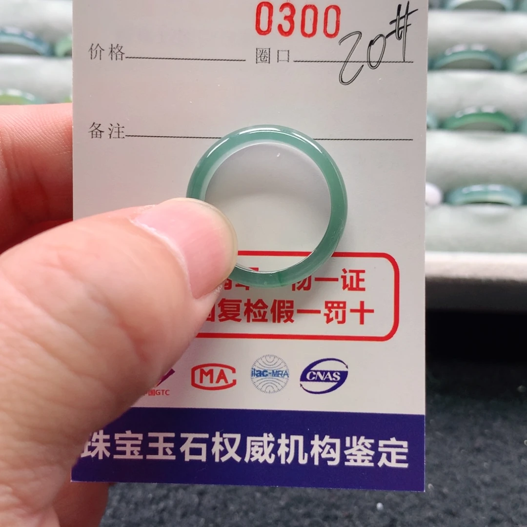 翡翠戒指未镶嵌墨***茶0300天然翡翠A货戒指