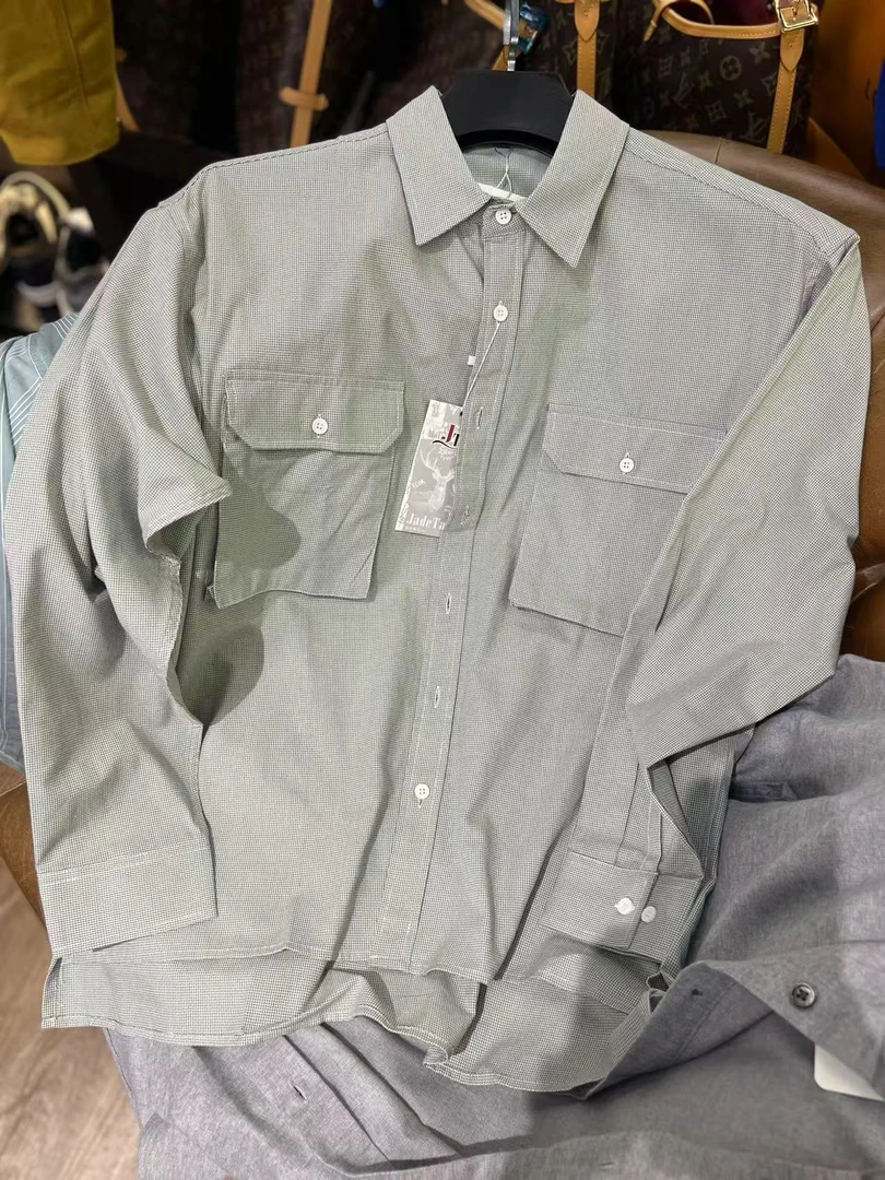 29207-春秋撞色休闲款长袖衬衫