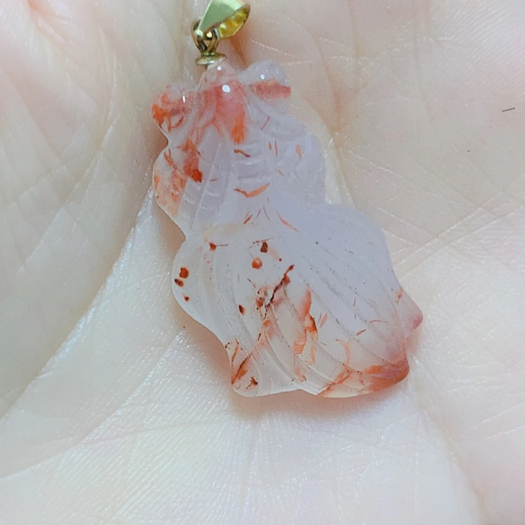南红玛瑙银S925镶嵌吊坠(不含链)