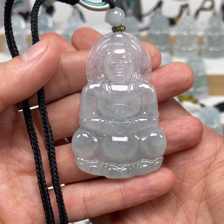 翡翠未镶嵌颈饰天然缅甸翡翠A货观音38号