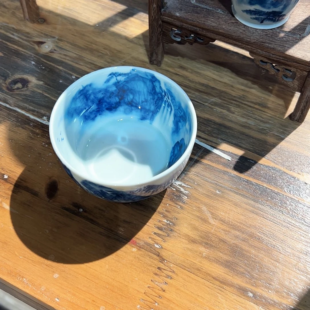 杯大*市青花手绘山水主人杯
