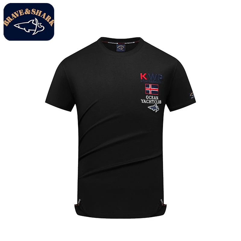 BRAVE&SHARK勇士鲨鱼男装2025夏季新款休闲刺绣宽松圆领短袖T恤男