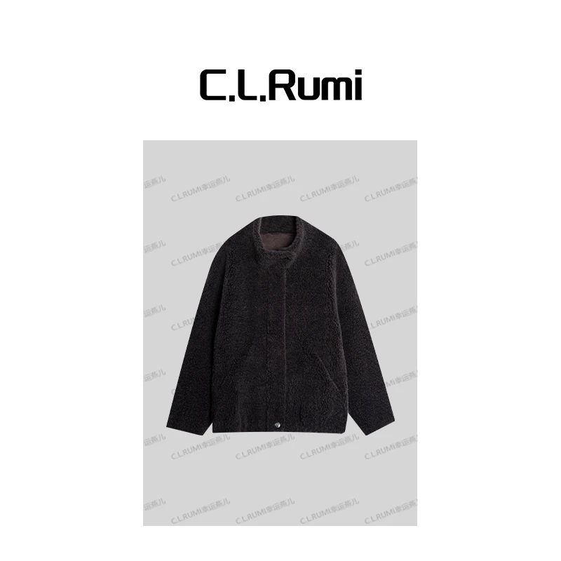 【Rumi精选】 “赛博冬夜”加厚颗粒绒泰迪毛立领羊毛保暖外套7353wt