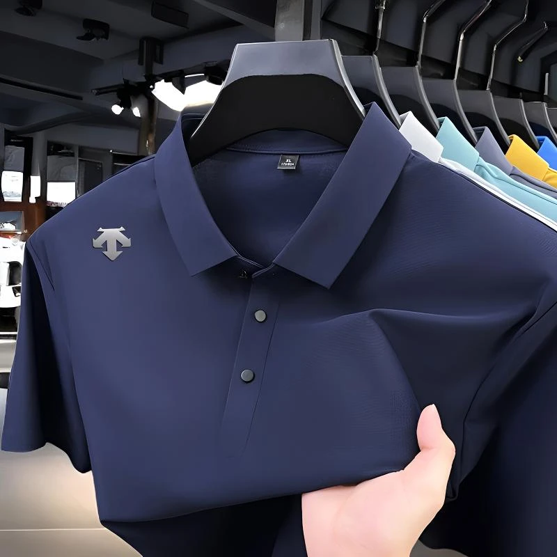 迪桑短袖Polo衫男2025夏季新品户外透气无痕休闲凉感宽松薄款男装