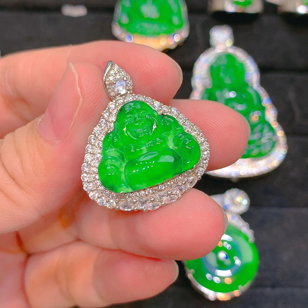 翡翠银S925镶嵌颈饰翡翠