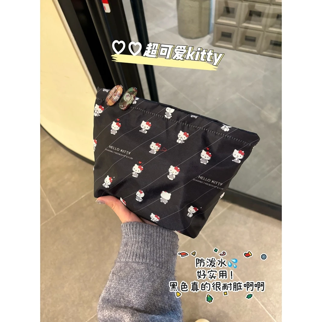 甜酷黑色kitty大容量防水化妆包便携收纳洗漱包旅行时尚便携式L