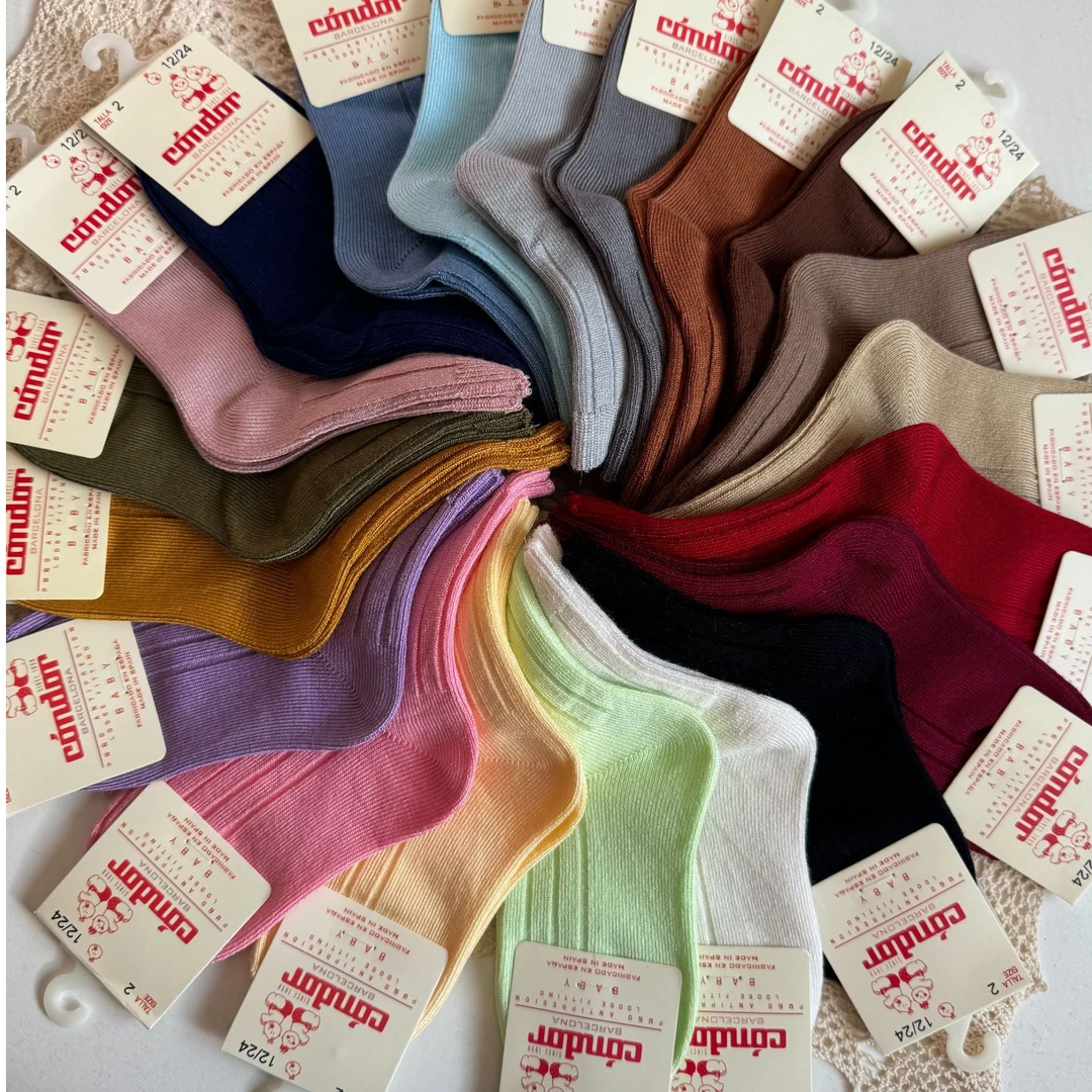 【con-er袜子】宝宝120针型外贸织机定制款纯色百搭中筒袜