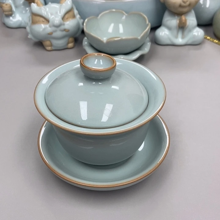 瓷雅****伟天青色张君老师瑕三才元宝