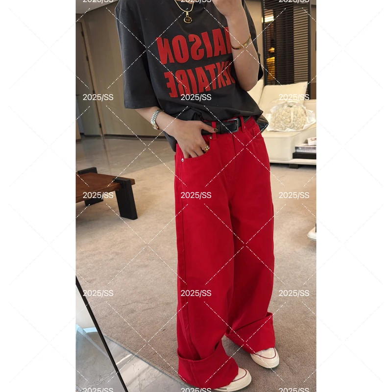 【娇娇私服定制】新款上新高腰宽松直筒牛仔裤（裤长106）22113#