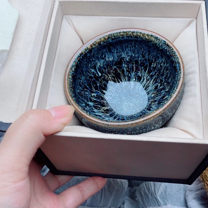 茶盏金丝蓝孔雀将军配礼盒