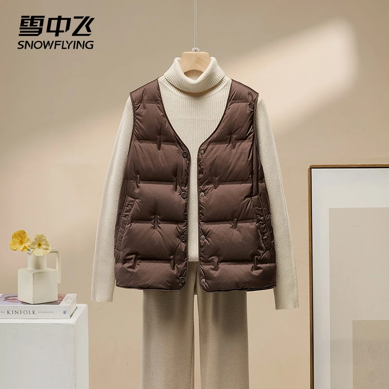 雪中飞2025新款羽绒马甲秋冬上衣时尚内搭马夹冬季保暖背心外套