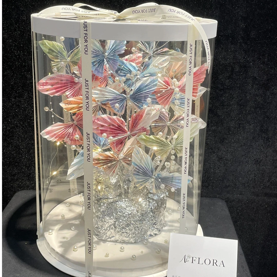 手工diy蝴蝶花花束材料包高档包装盒礼盒七夕情人节生日节日礼物