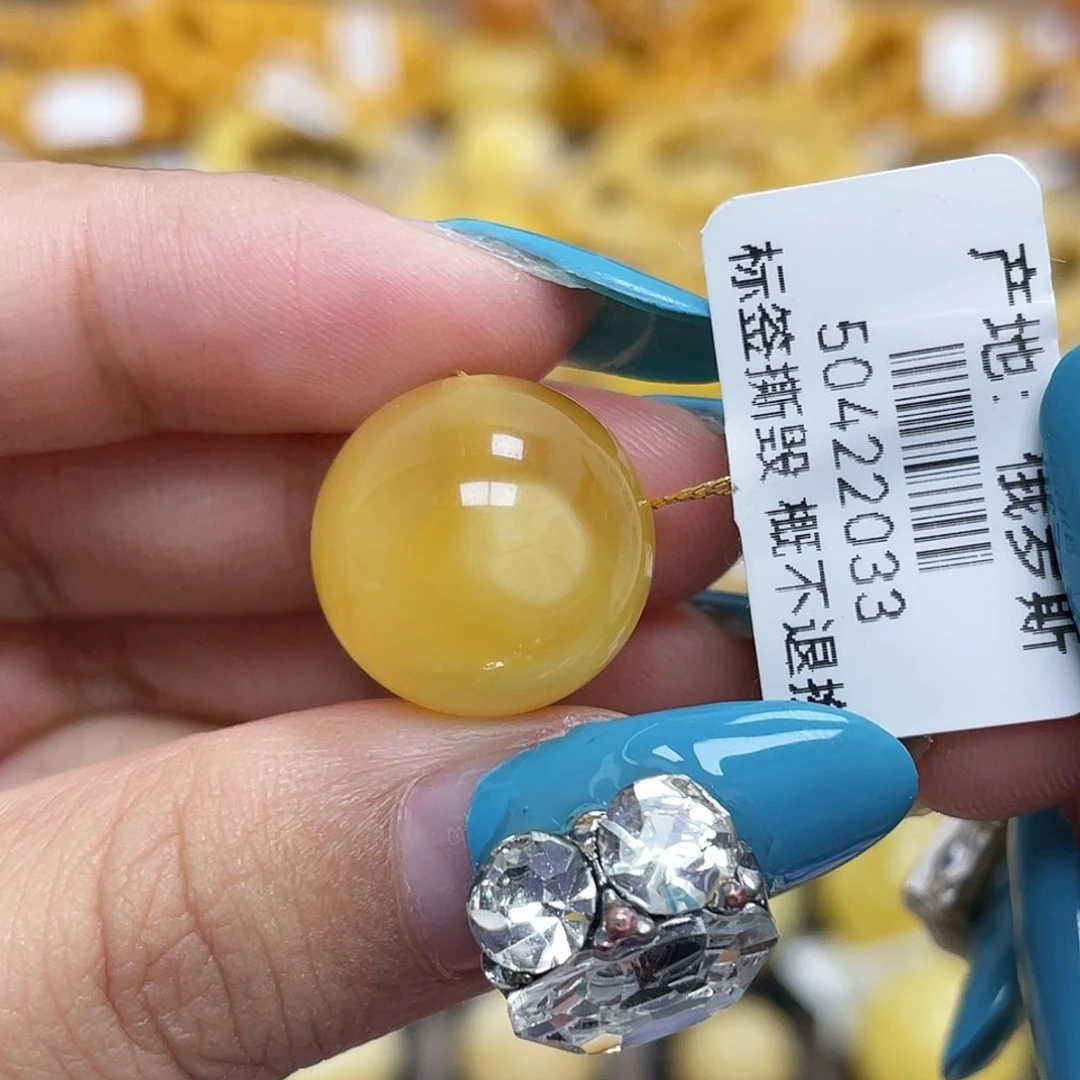 蜜蜡未镶嵌珠宝奇石15.5mm圆珠带眼睛