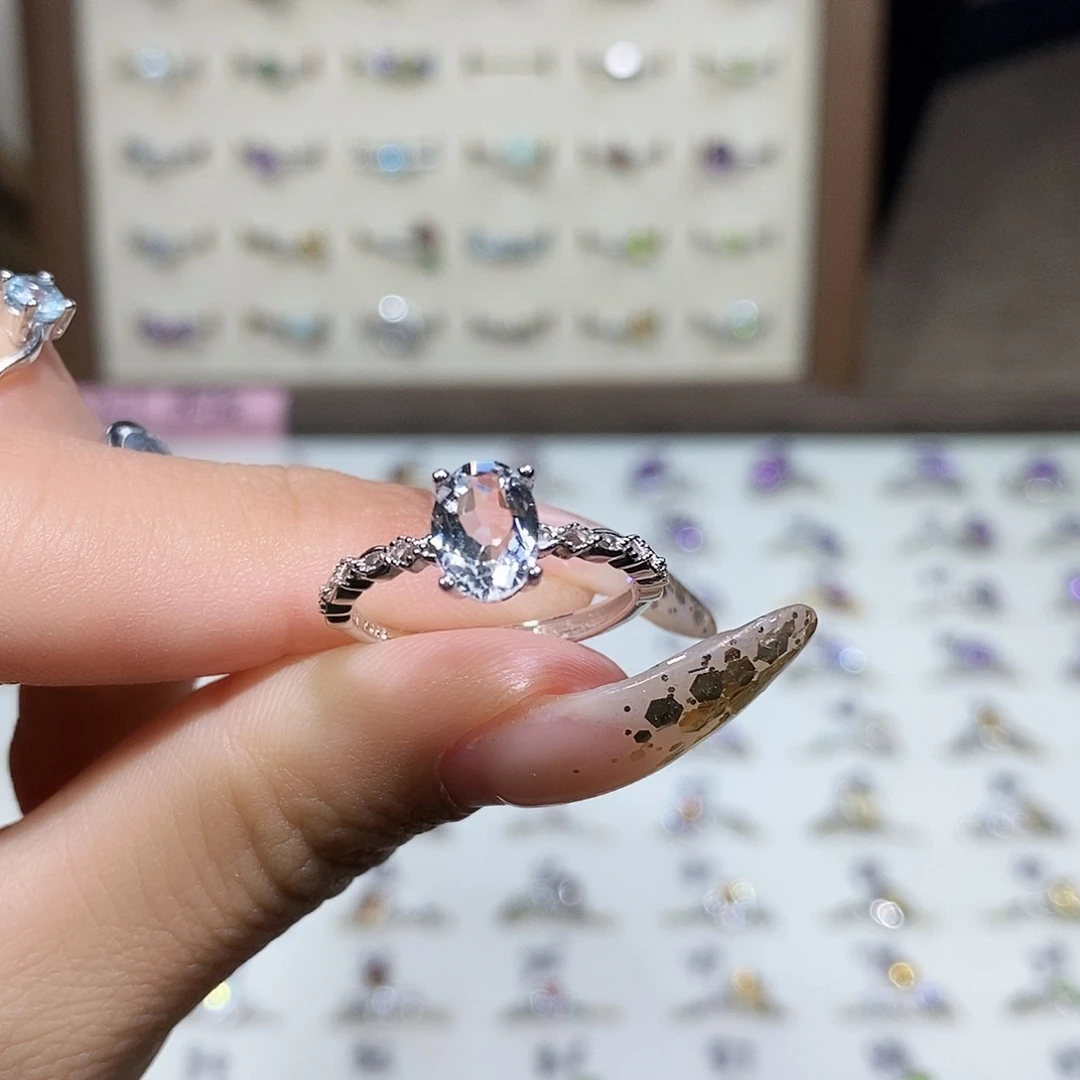 一***)水晶银S925镶嵌戒指