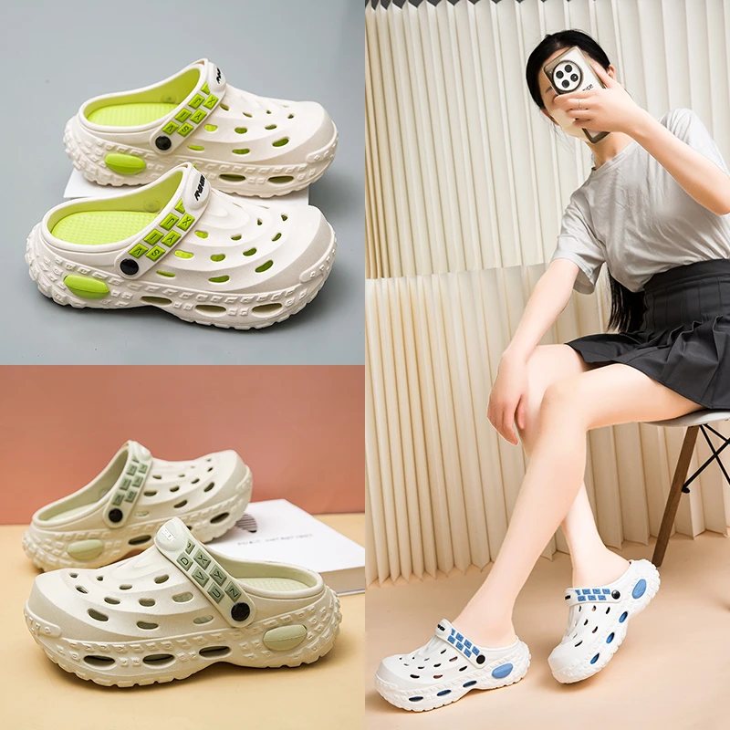 可拆卸洞洞鞋夏季新款男女同款厚底透气拖鞋增高亲子款MXAXJY806