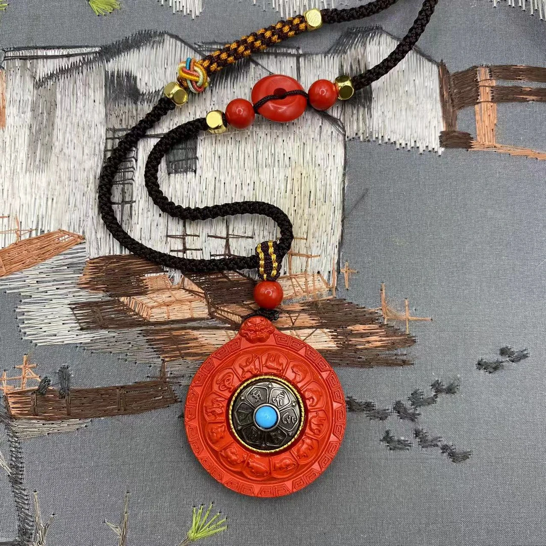 含辰砂工艺品高含量朱砂红砂设计款十二生肖转转吊坠爆款送礼